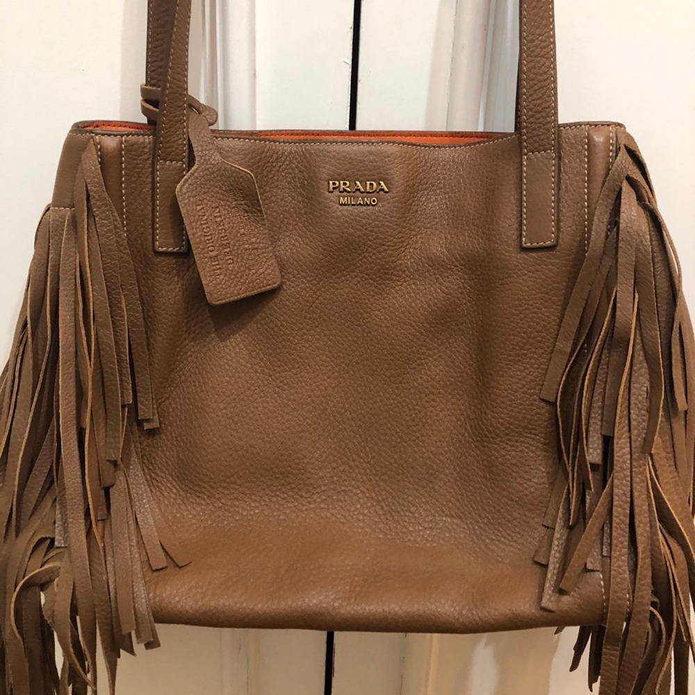 Brown Prada deerskin bag FRINGE